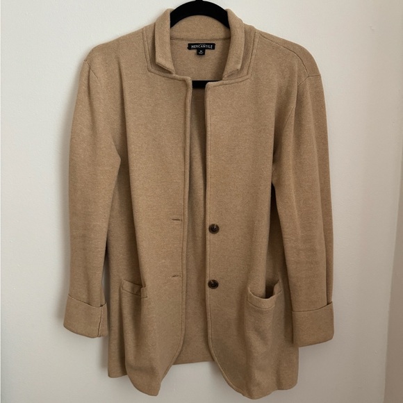 J. Crew Mercantile Tan Knit Button Front Cardigan Sweater Blazer Jacket Size M - Picture 2 of 7